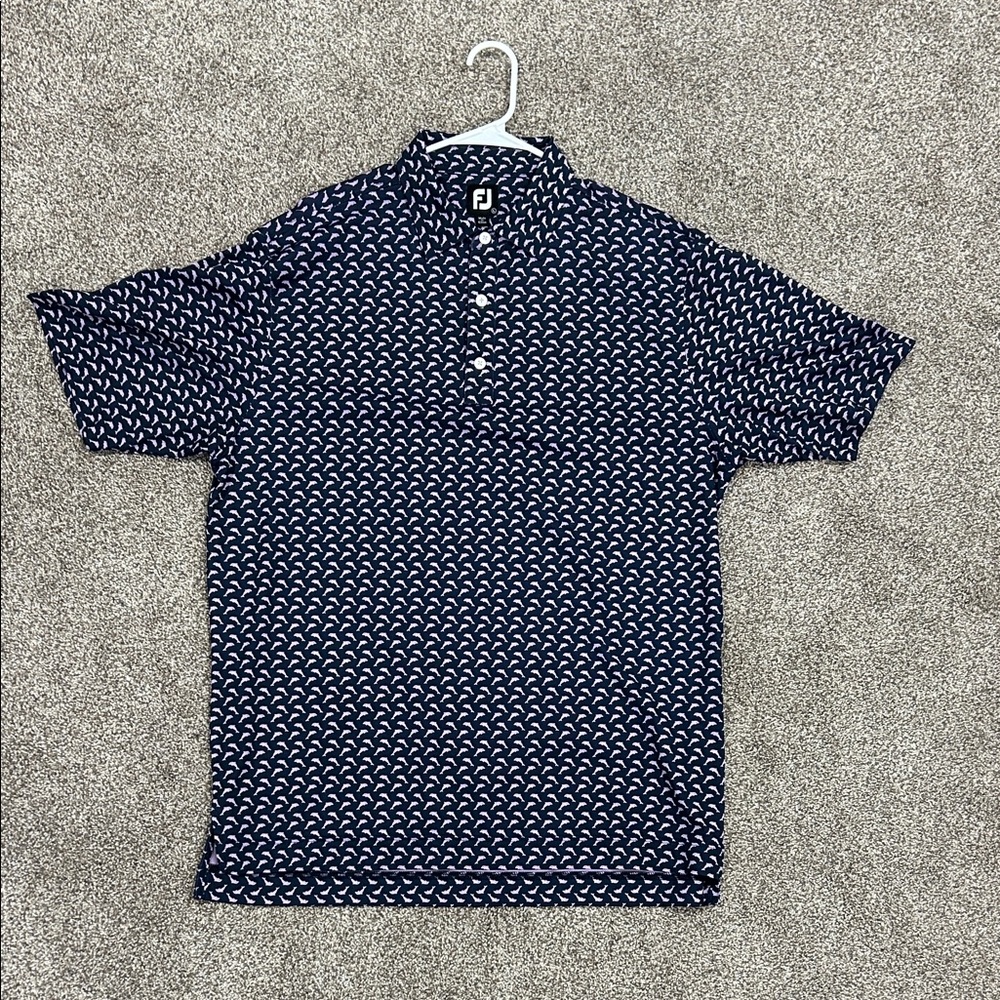 FootJoy Men's Navy and Pink Polo Shirt